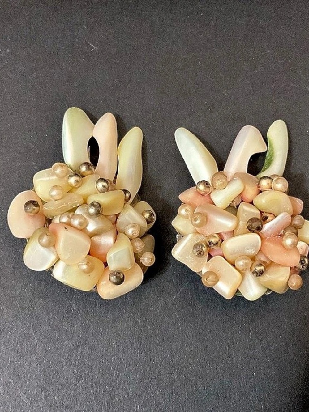 Vintage Shell Pastel Statement Clip-On Earrings